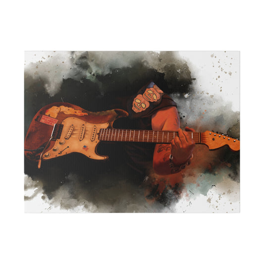 Digital painting of Papa's electric guitar printed on canvas