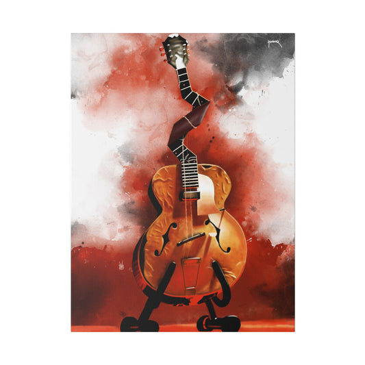 Blues guitar caricature painting printed on canvas