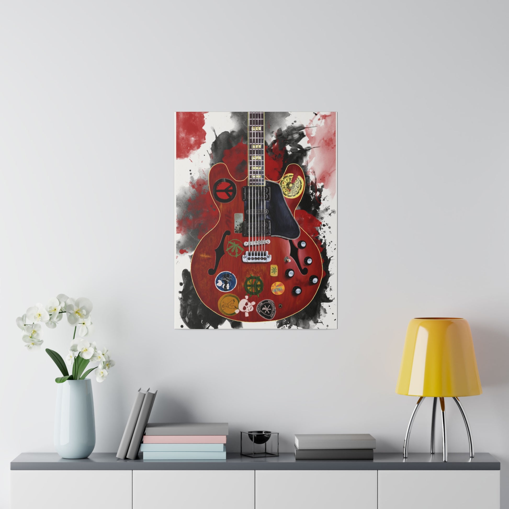Alvin's guitar painting printed on canvas