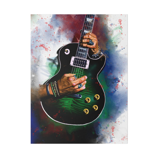 Digital painting of anacondaburst electric guitar printed on canvas
