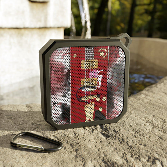 digital painting of a red box guitar printed on bluetooth speaker