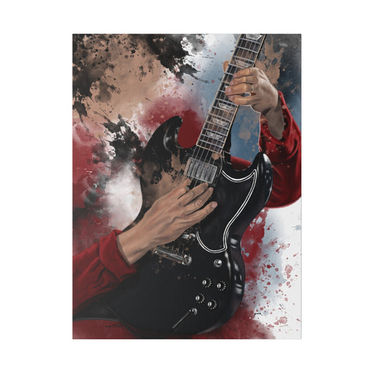 Digital painting of Angus' electric guitar printed on canvas 