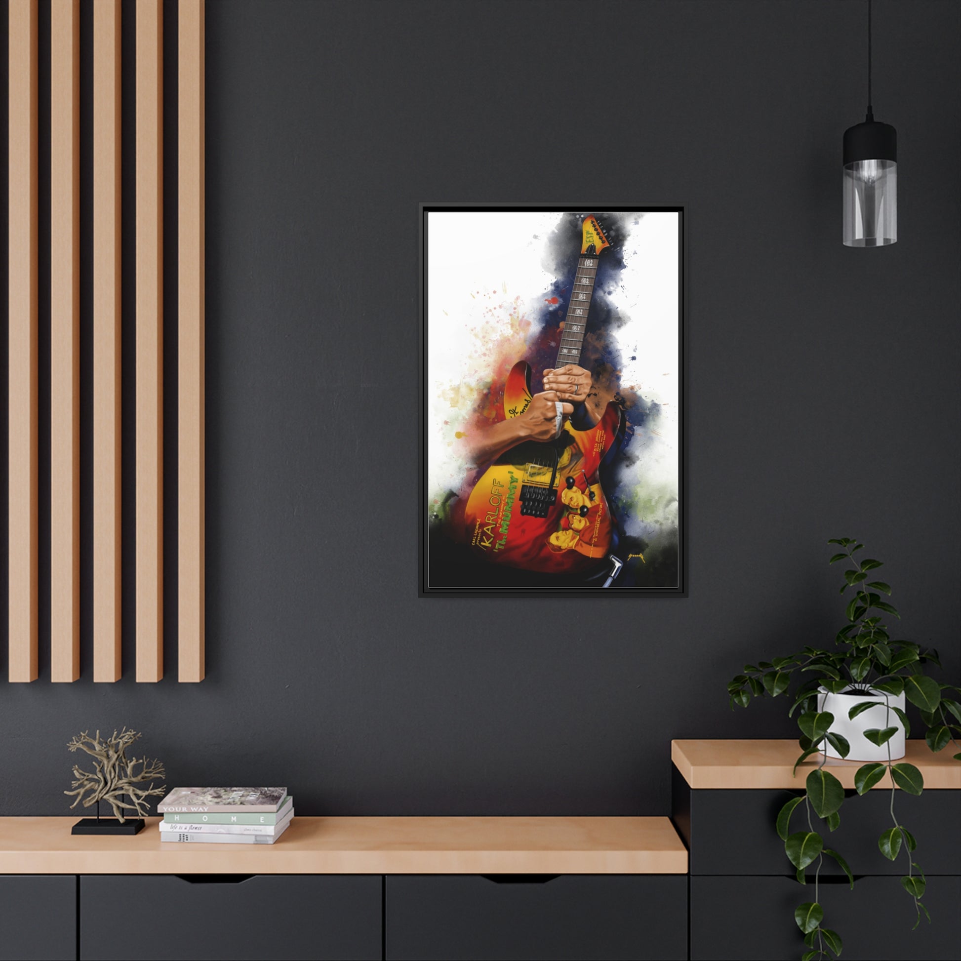 Digital painting of Horror electric guitar printed on canvas