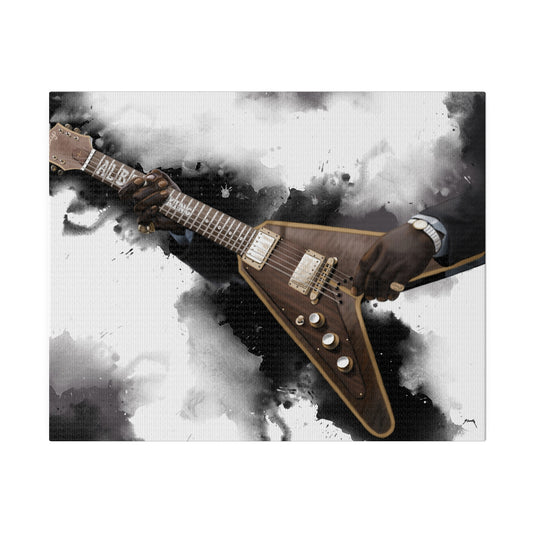 digital painting of Albert's guitar printed on canvas