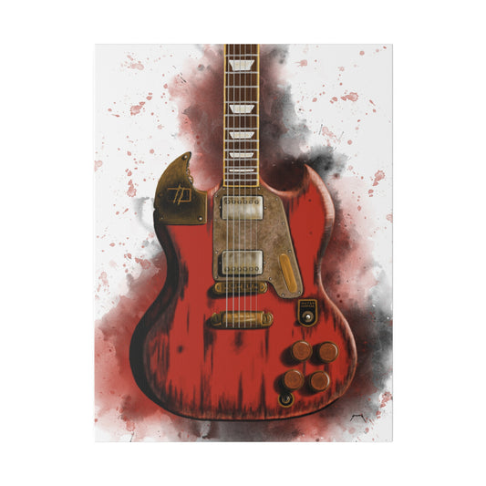 Digital painting of steampunk electric guitar printed on canvas