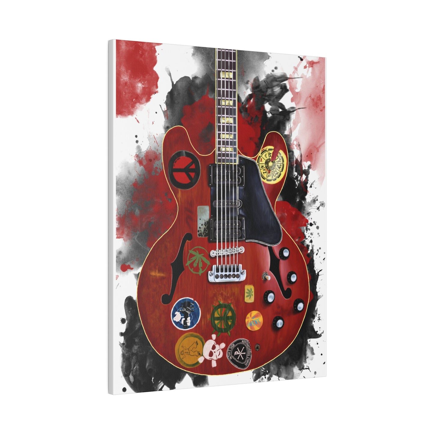 Alvin's guitar painting printed on canvas
