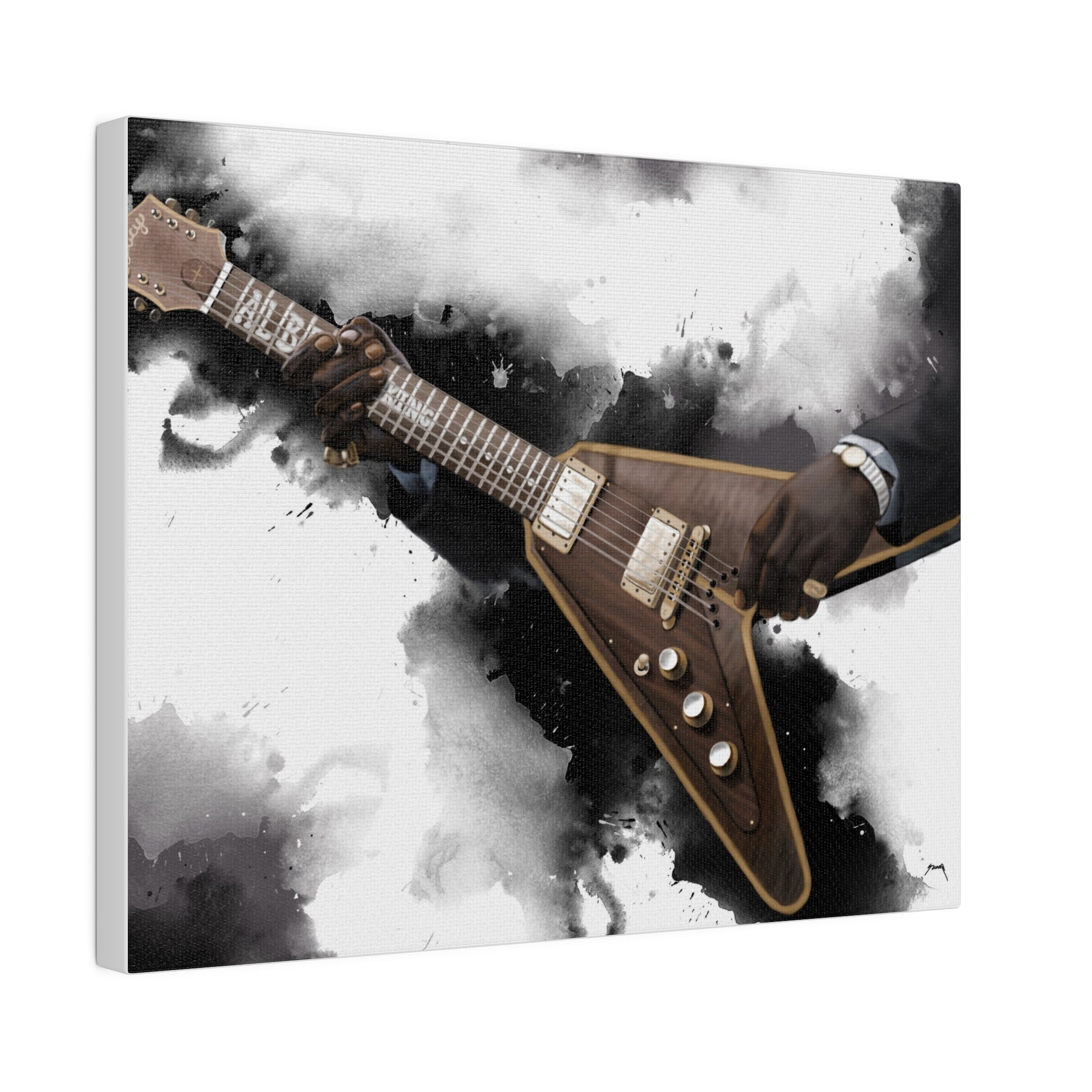 digital painting of Albert's guitar printed on canvas