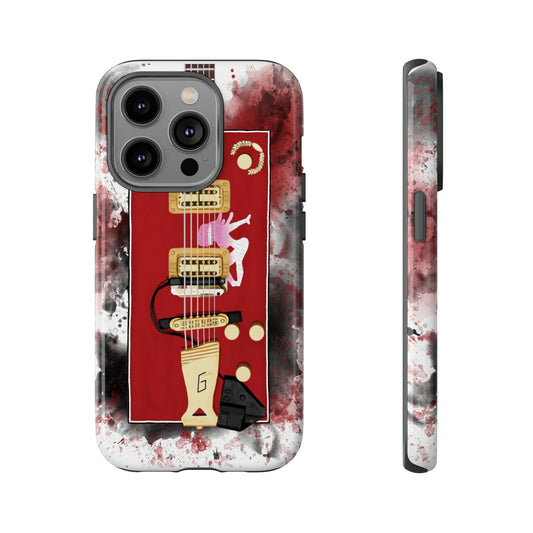 digital painting of a red box guitar on phone case