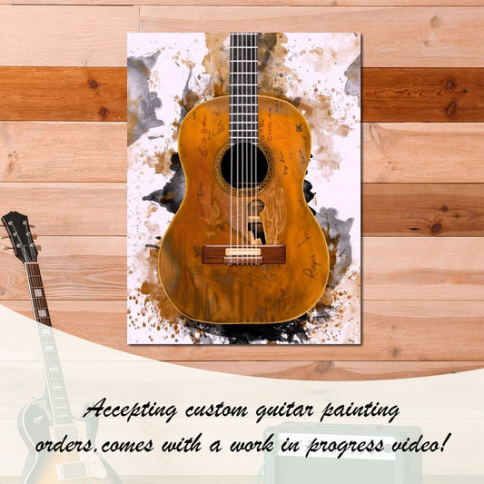 digital painting of a vintage acoustic guitar