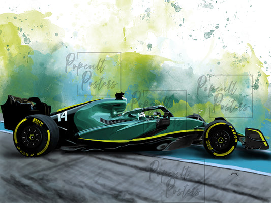 colorful digital painting of a race car