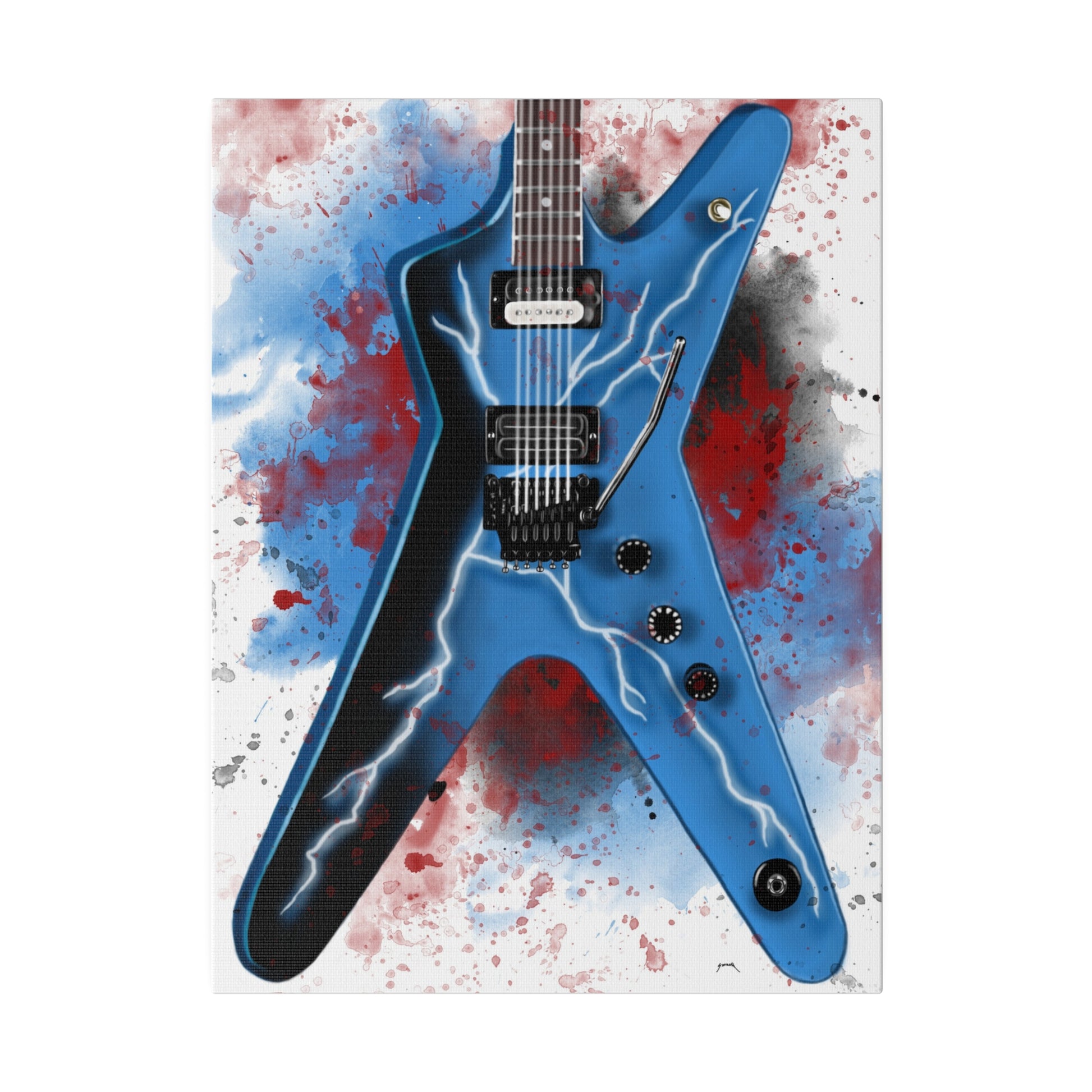 Digital painting of Dime's electric guitar printed on canvas