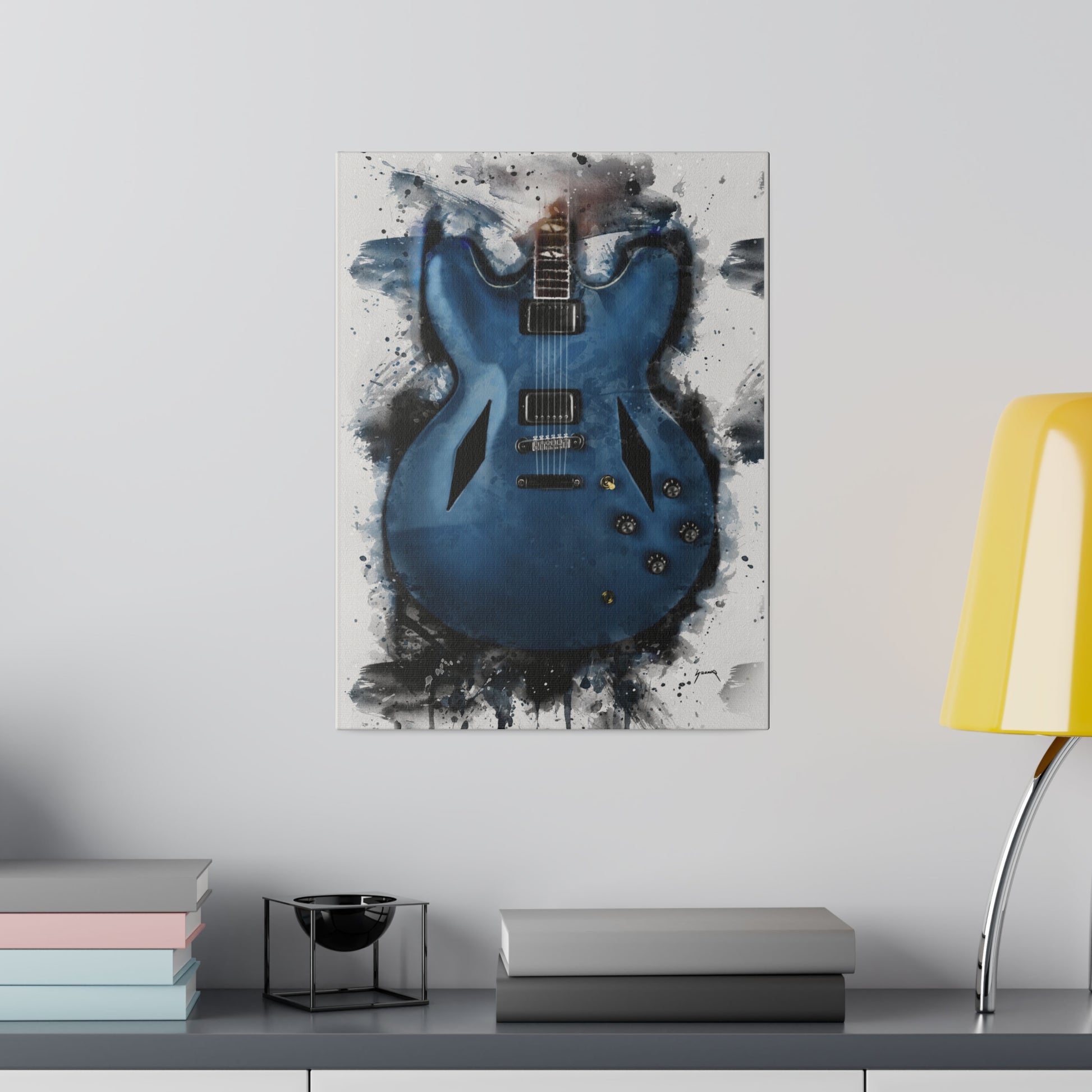 Digital painting of Dave's guitar printed on canvas