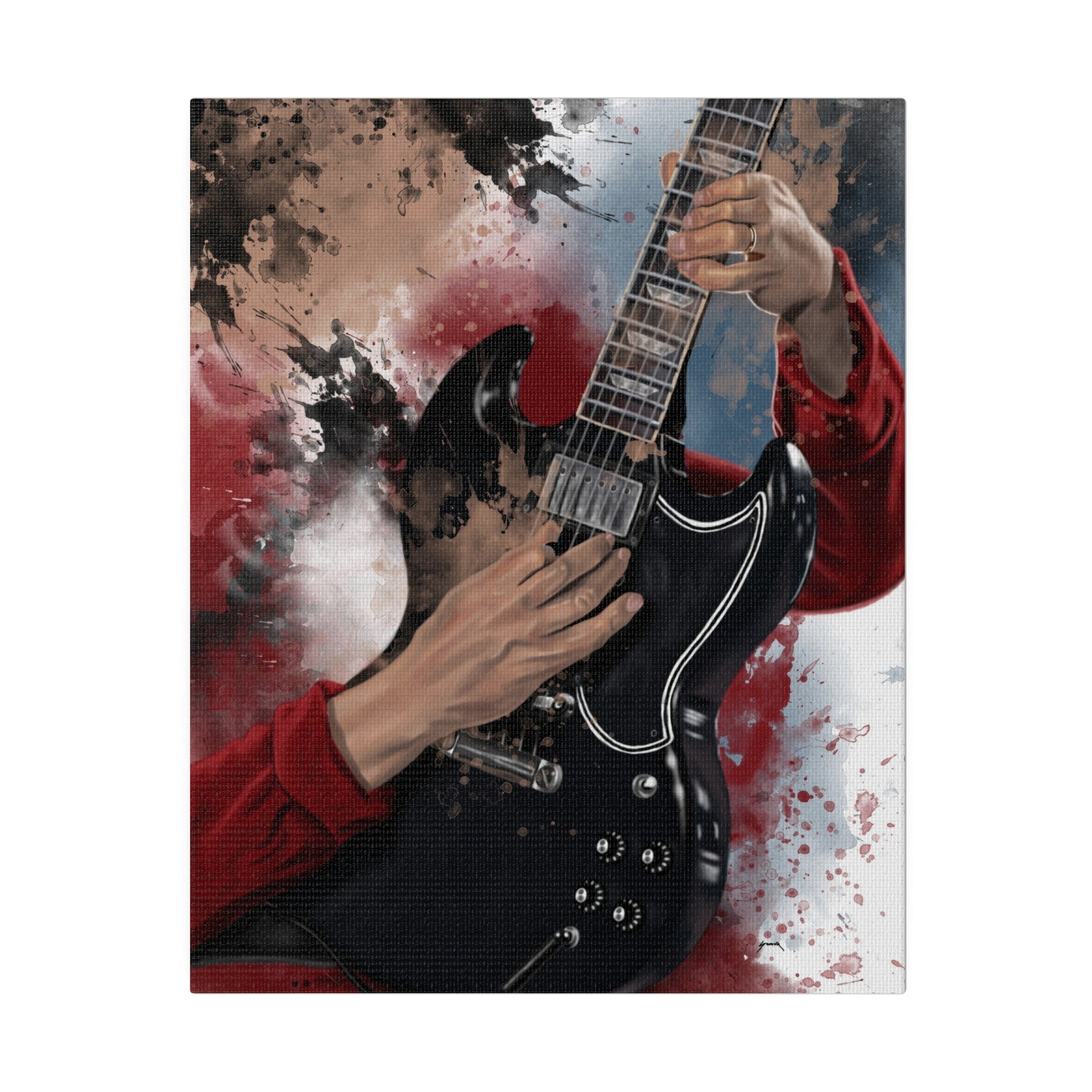 Digital painting of Angus' electric guitar printed on canvas