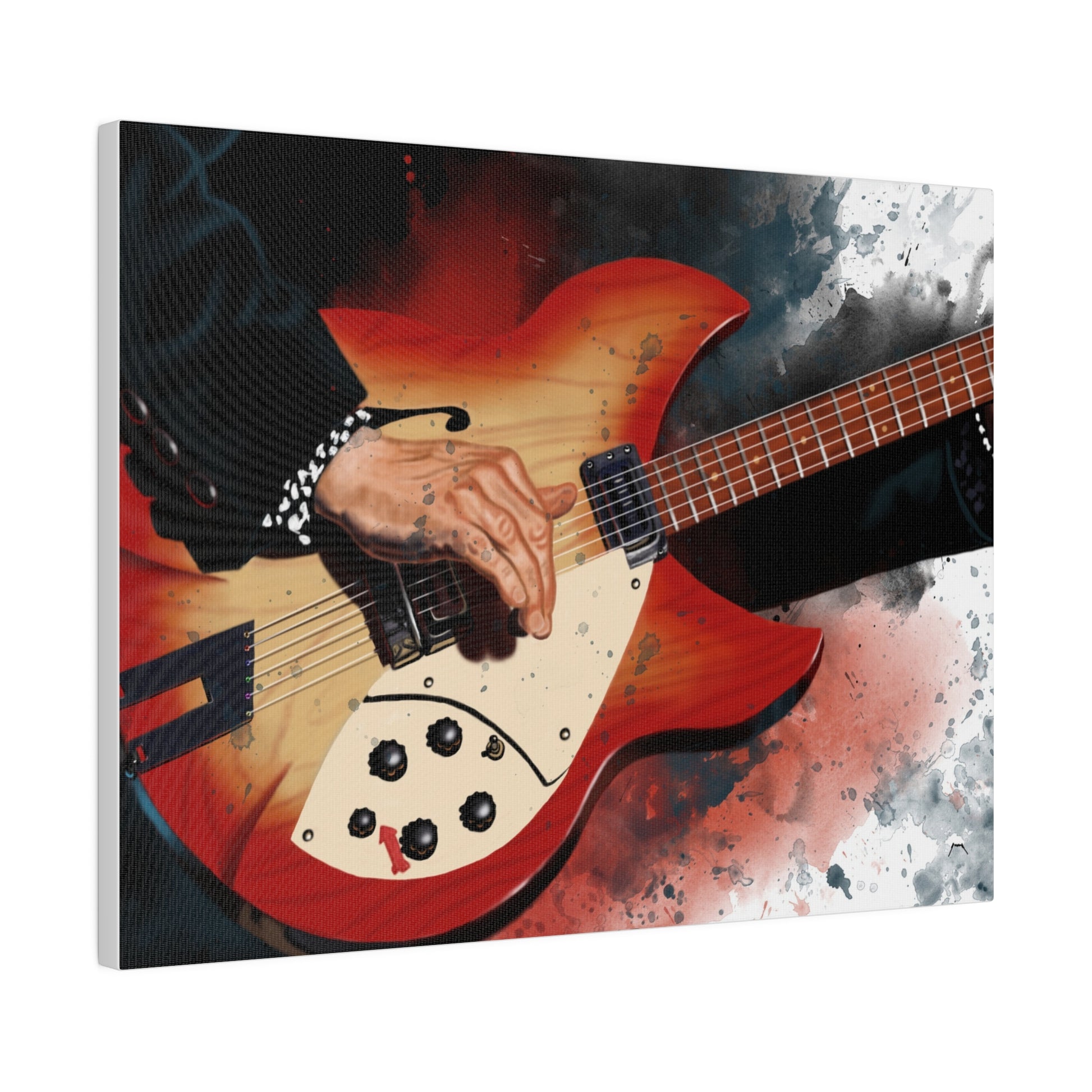 Digital painting of Tom's guitar printed on canvas