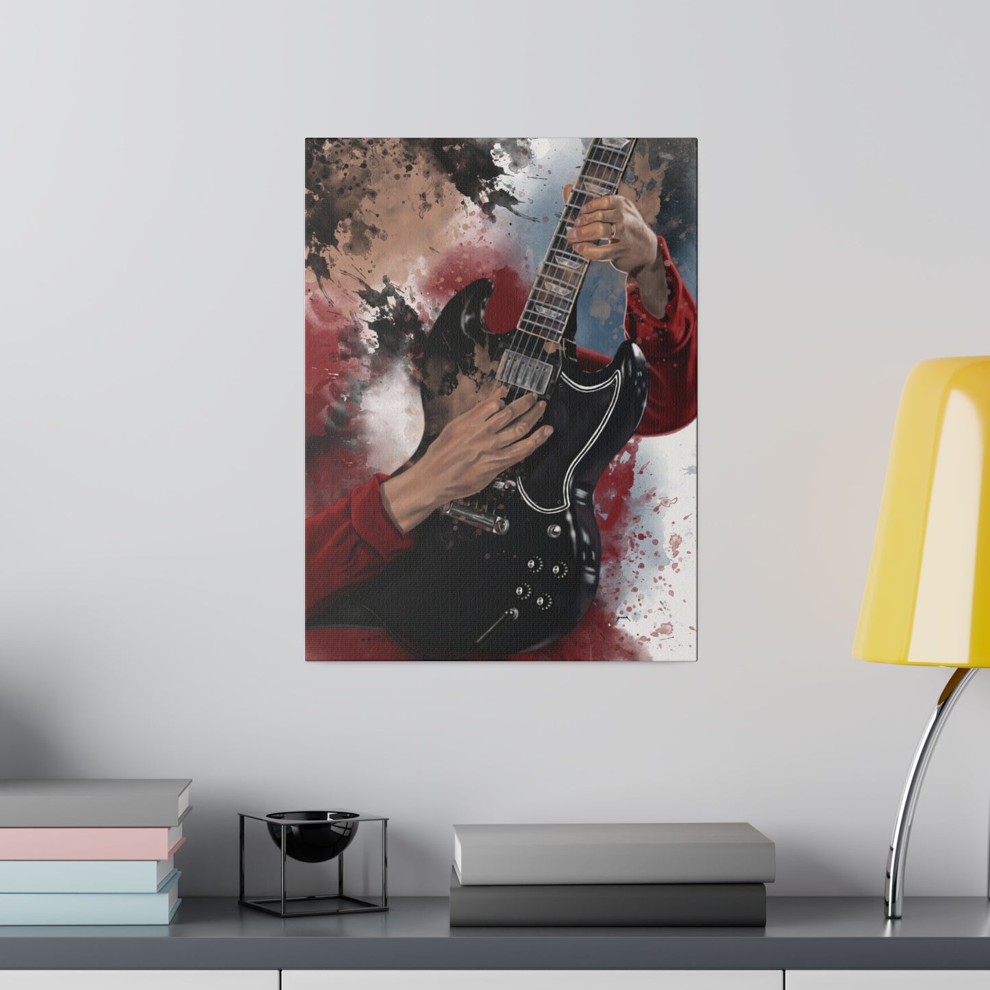 Digital painting of Angus' electric guitar printed on canvas