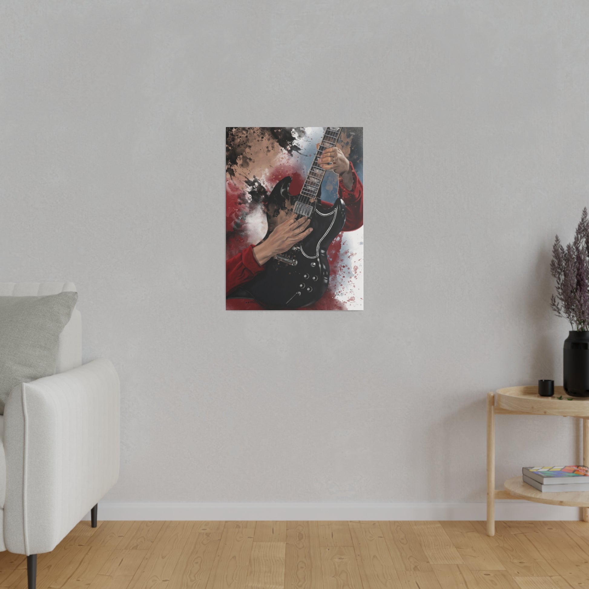 Digital painting of Angus' electric guitar printed on canvas