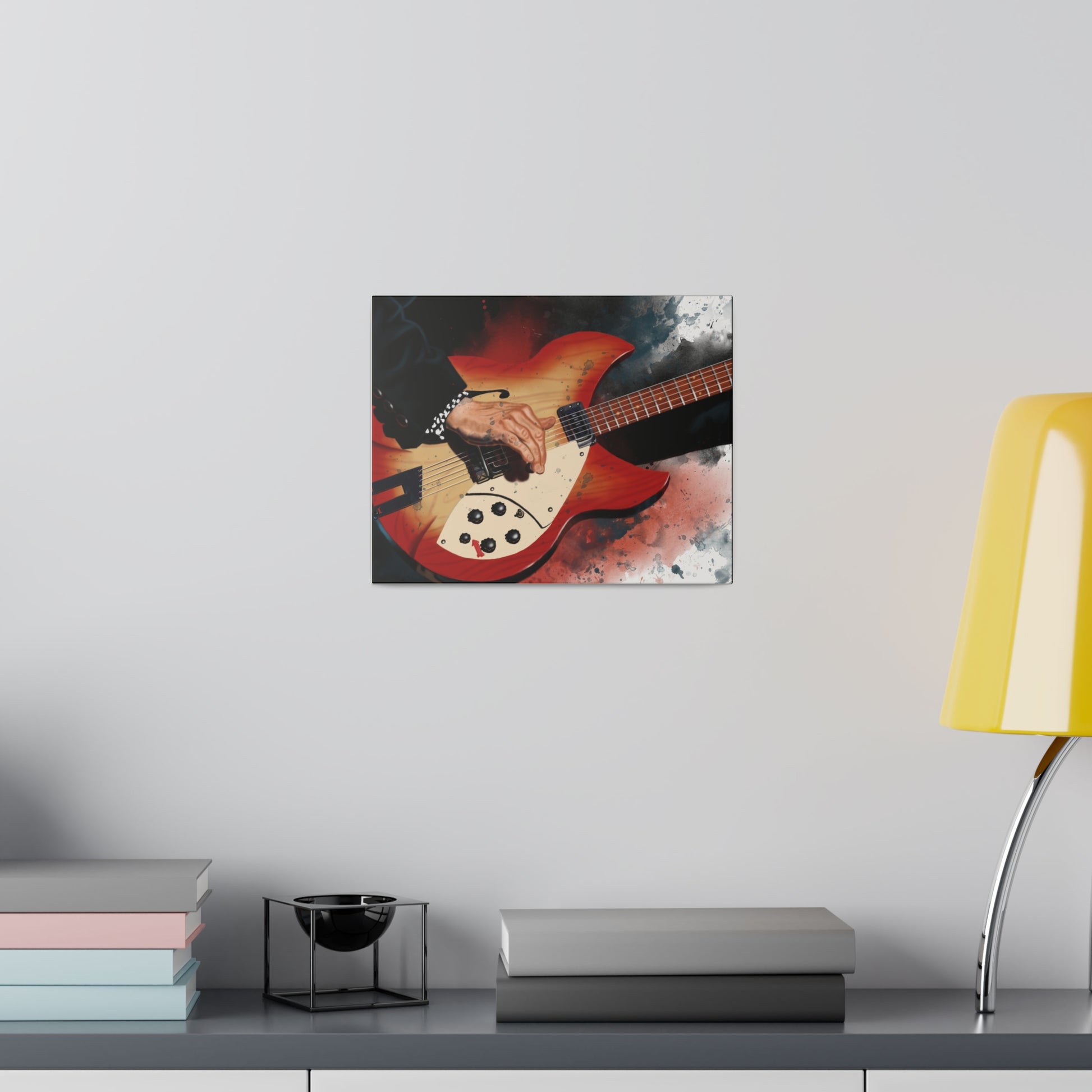 Digital painting of Tom's guitar printed on canvas