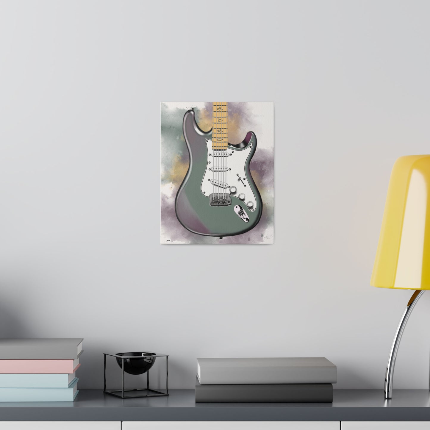 Digital painting of Ice electric guitar printed on canvas