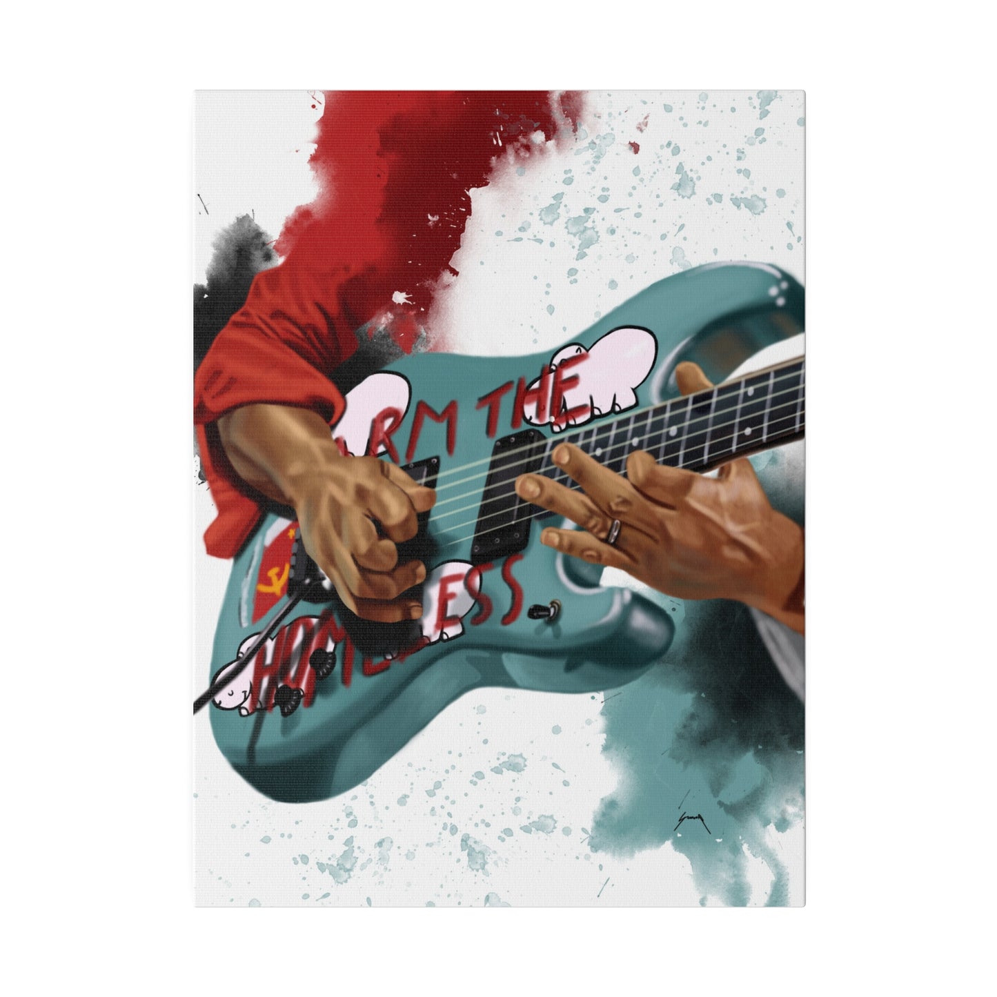 Digital painting of Tom's electric guitar printed on canvas