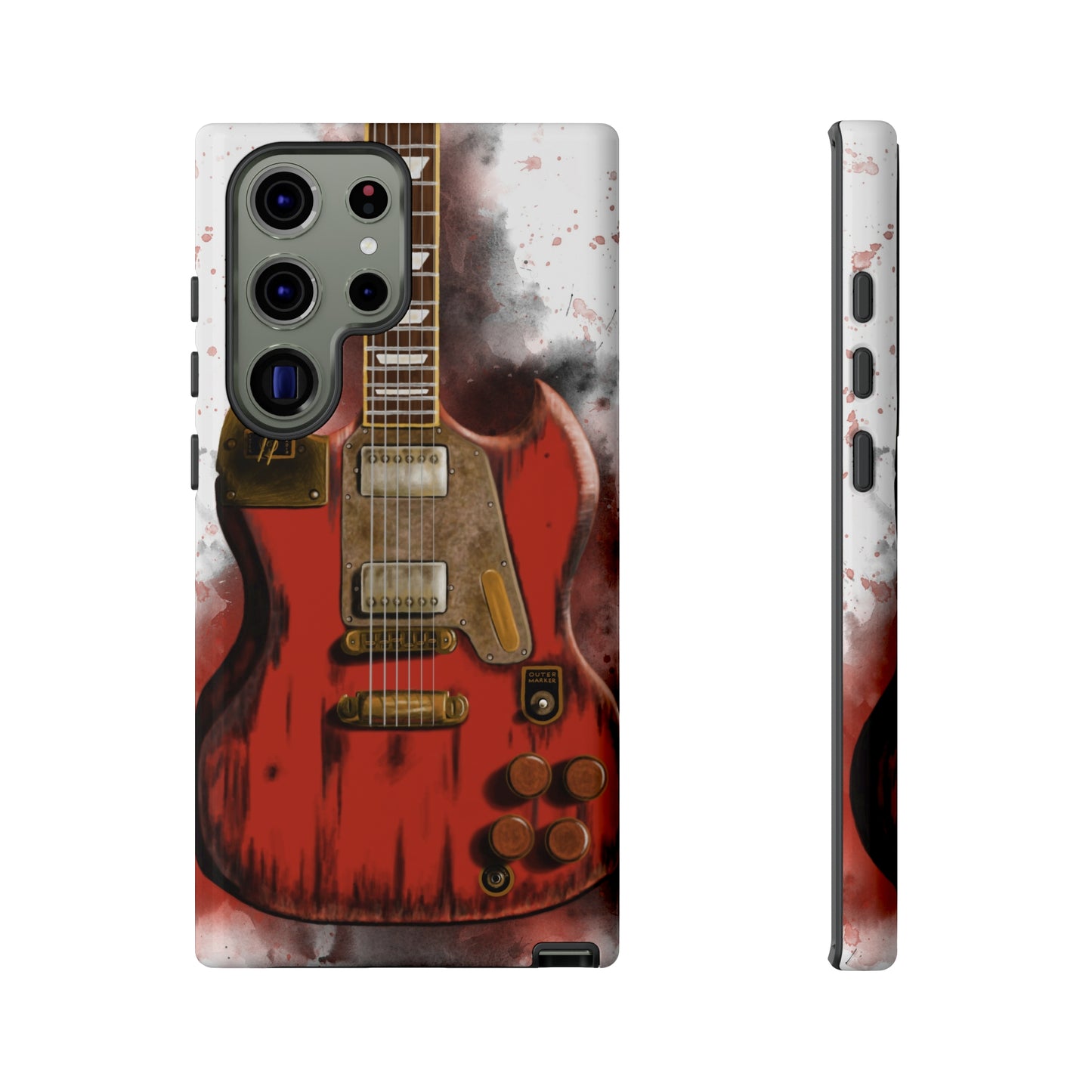 Digital painting of a steampunk electric guitar printed on samsung tough phone case