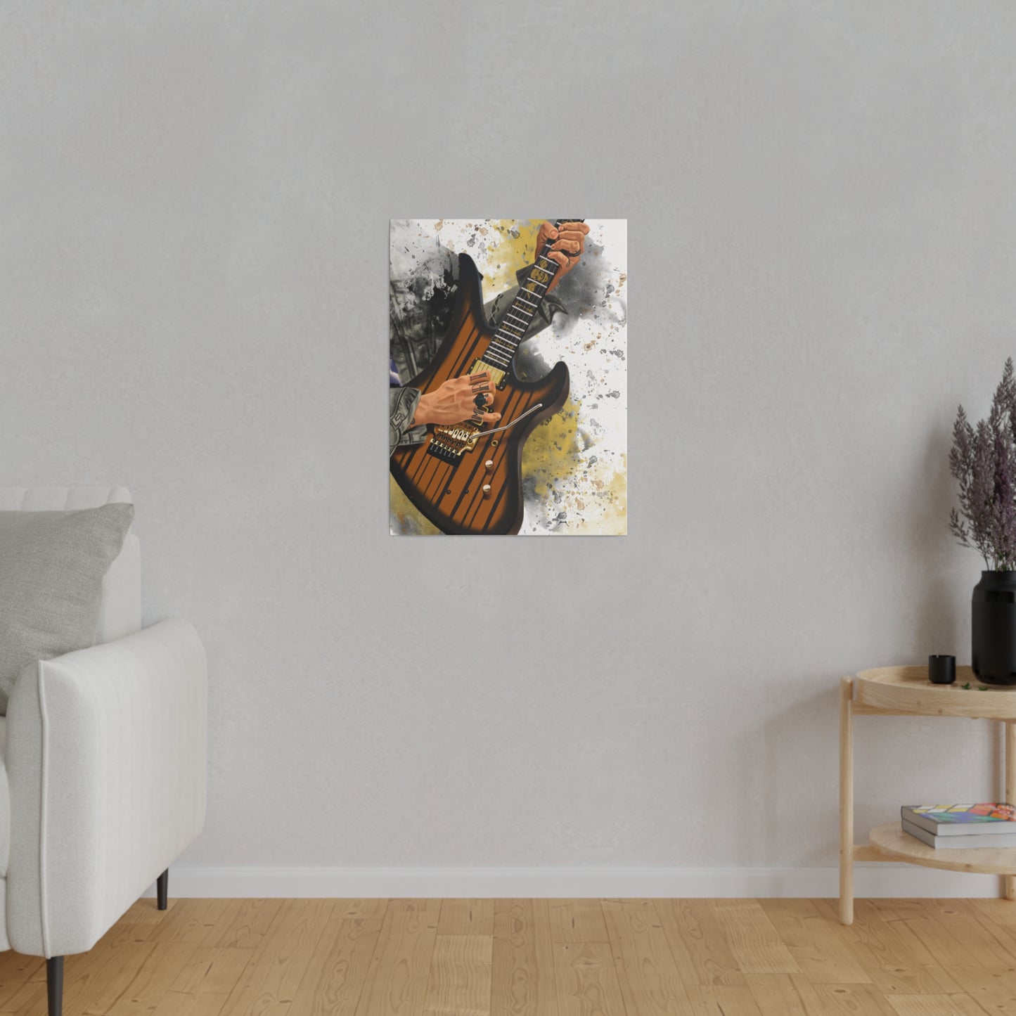 Digital painting of Sin's electric guitar printed on canvas