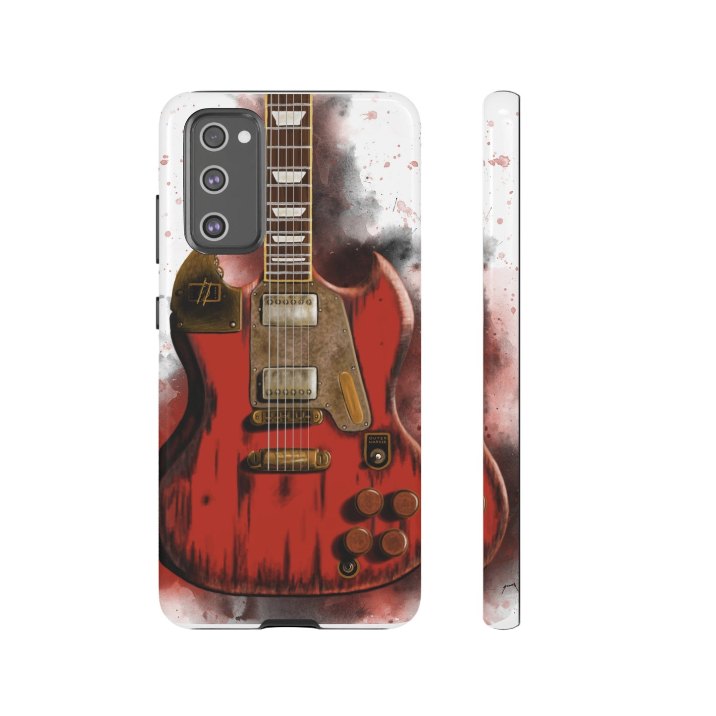 Digital painting of a steampunk electric guitar printed on samsung tough phone case