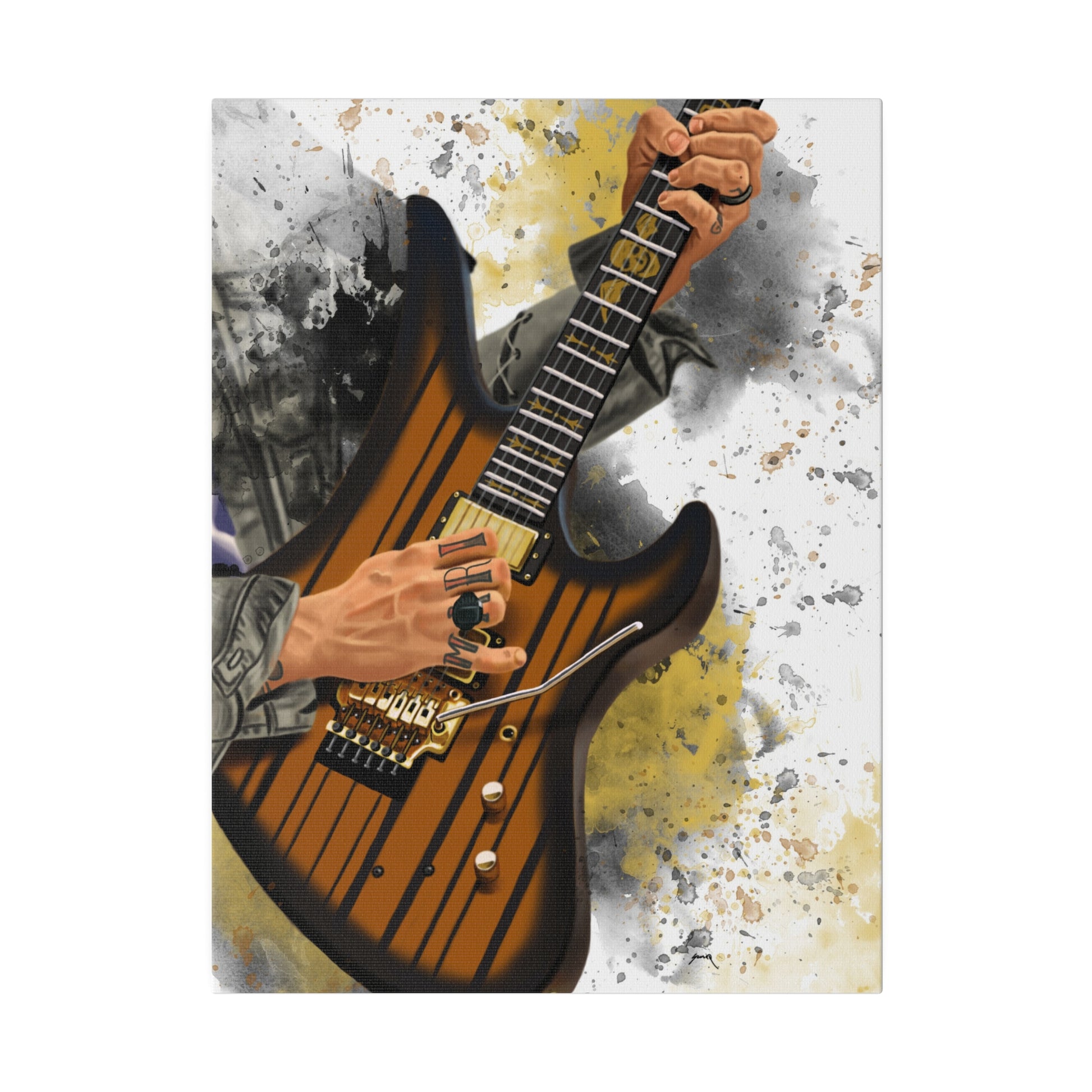 Digital painting of Sin's electric guitar printed on canvas