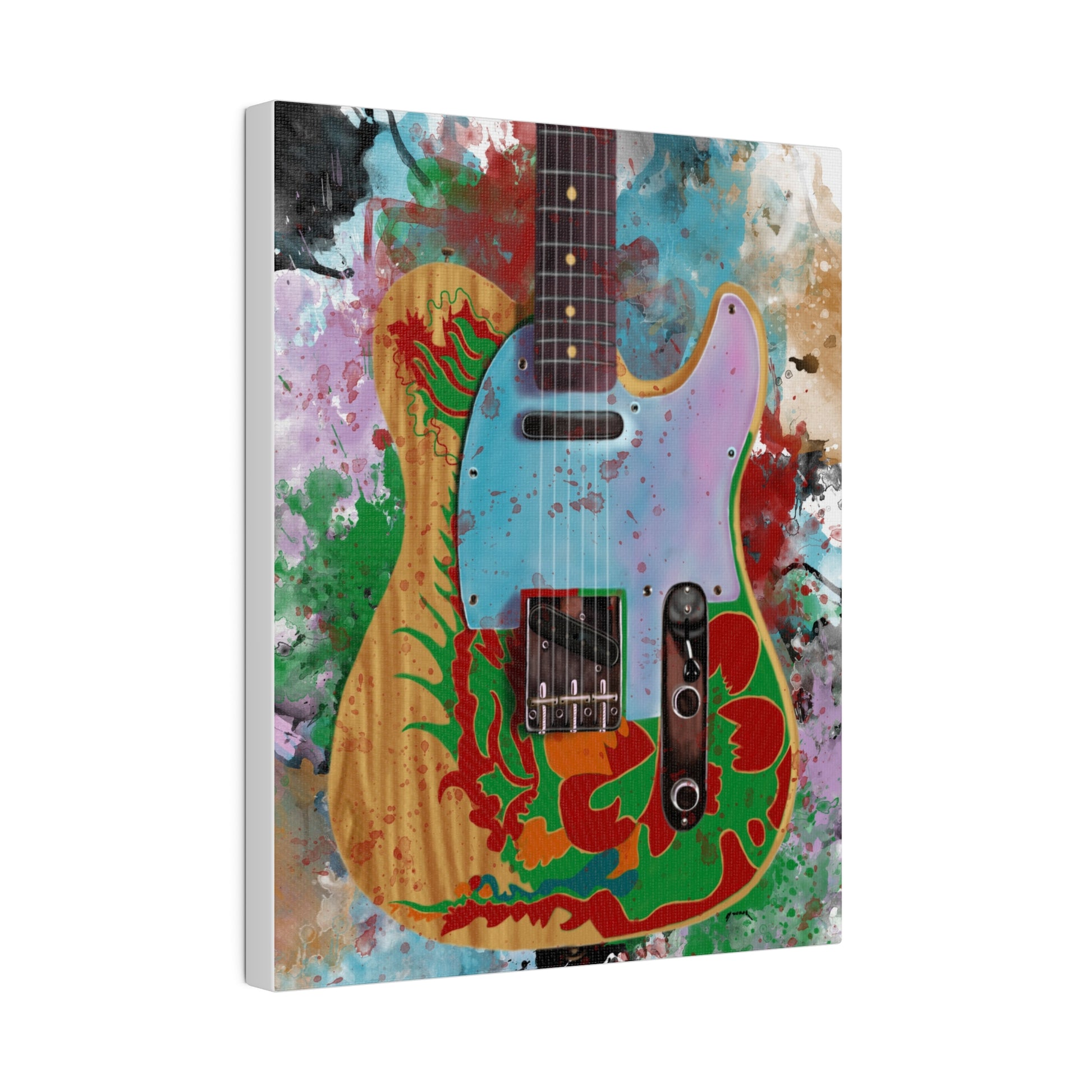 Digital painting of Jimmy's electric guitar printed on canvas