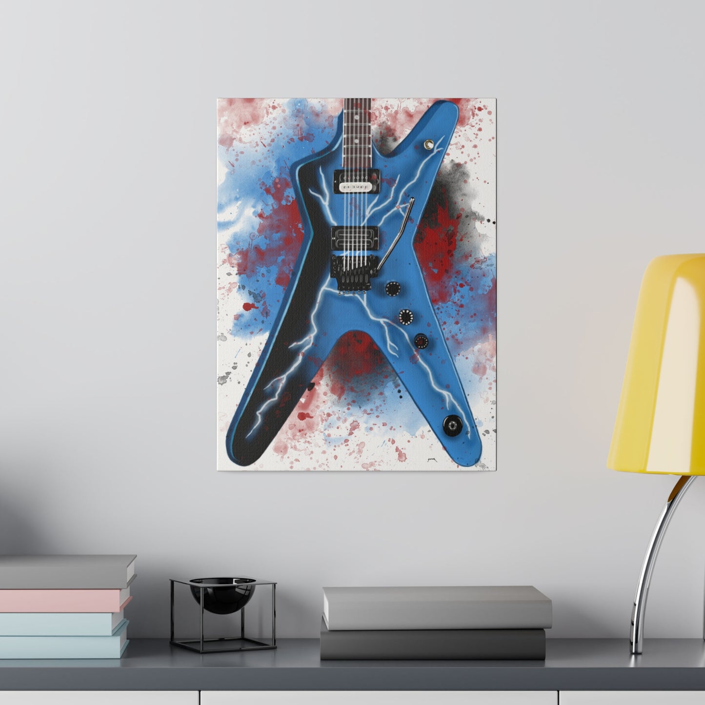Digital painting of Dime's electric guitar printed on canvas