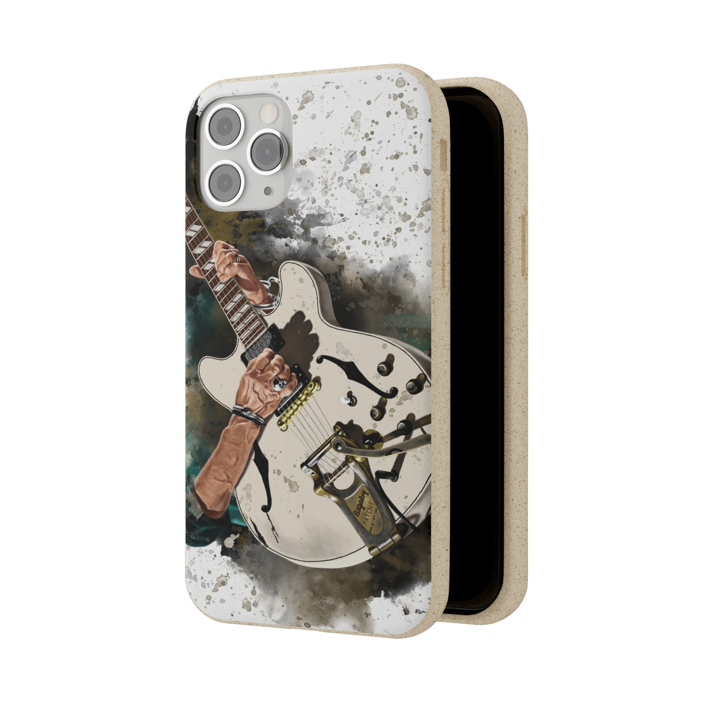 Digital painting of Pirate's electric guitar printed on biodegradable iphone phone case