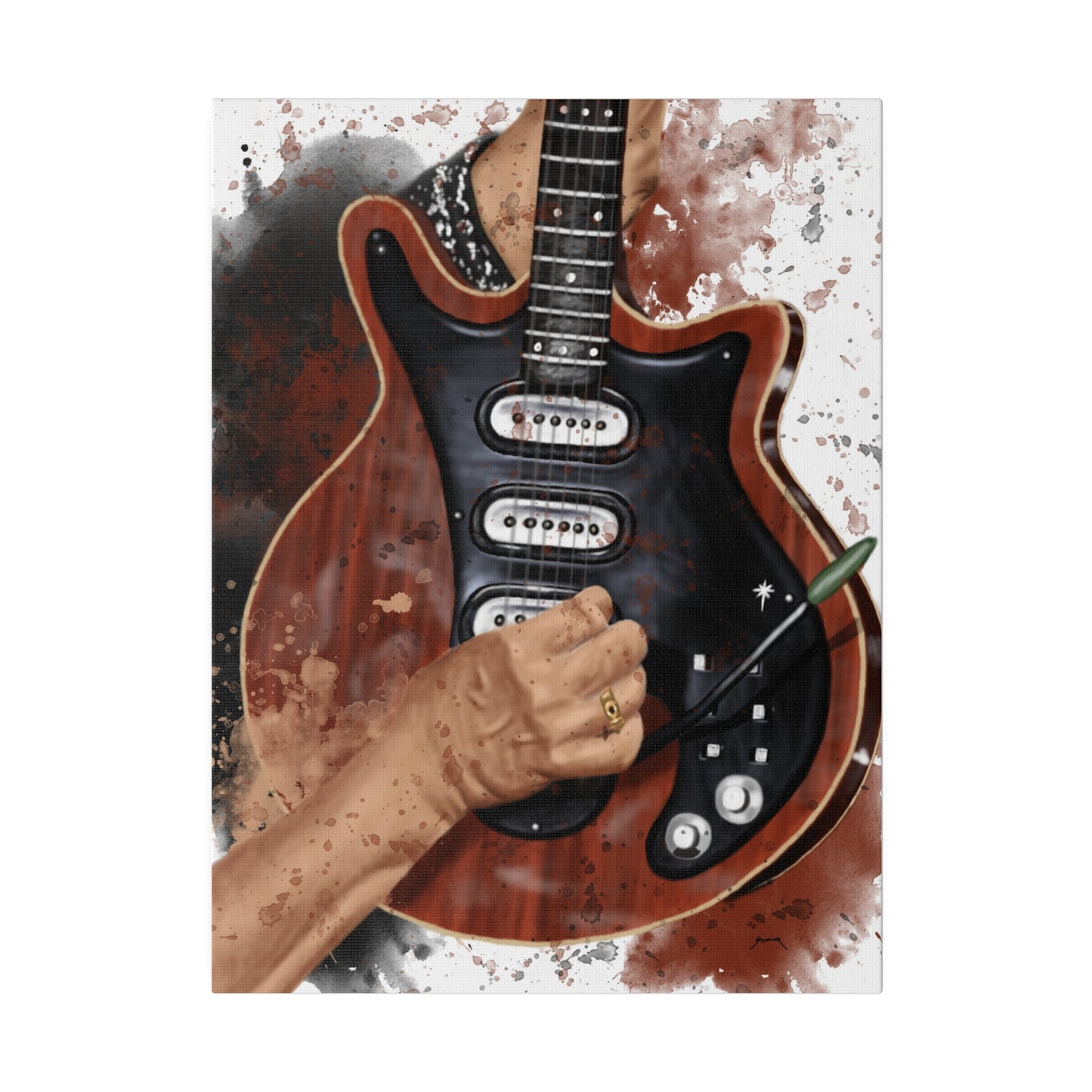 Digital painting of Brian's electric guitar printed on canvas