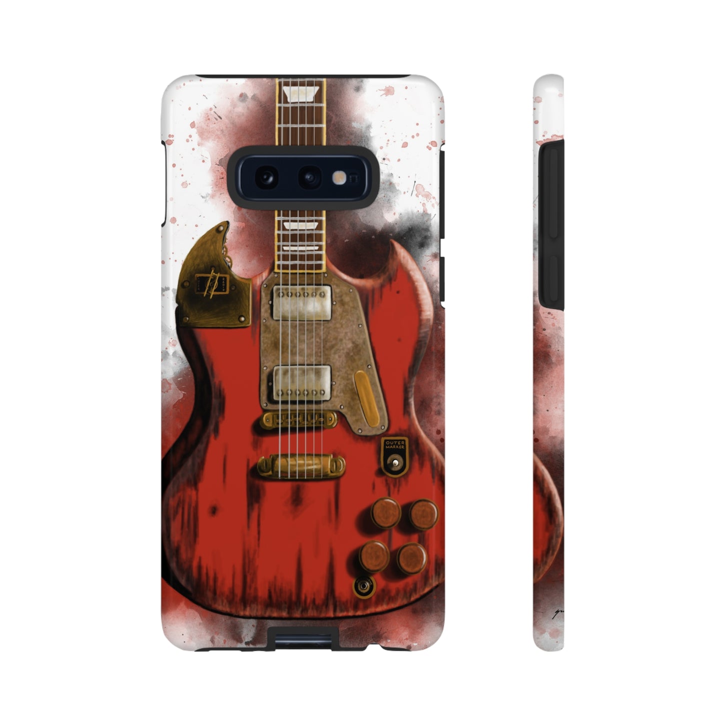 Digital painting of a steampunk electric guitar printed on samsung tough phone case