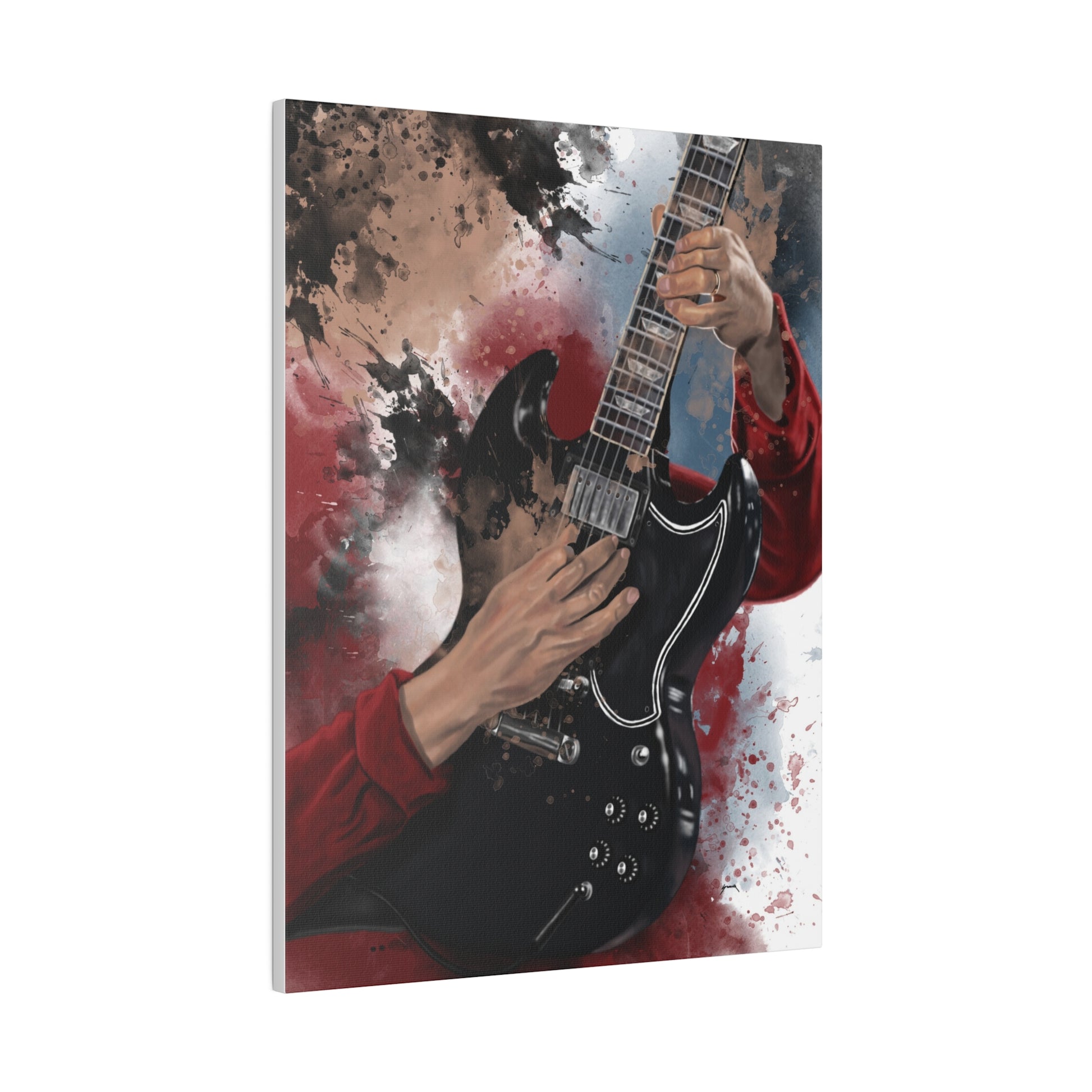 Digital painting of Angus' electric guitar printed on canvas