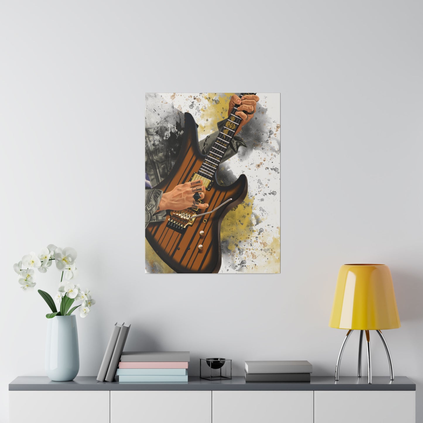 Digital painting of Sin's electric guitar printed on canvas