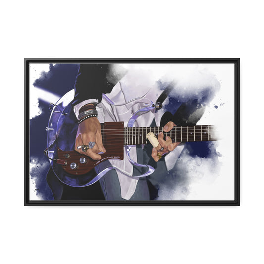 Digital painting of invisible electric guitar printed on framed canvas.