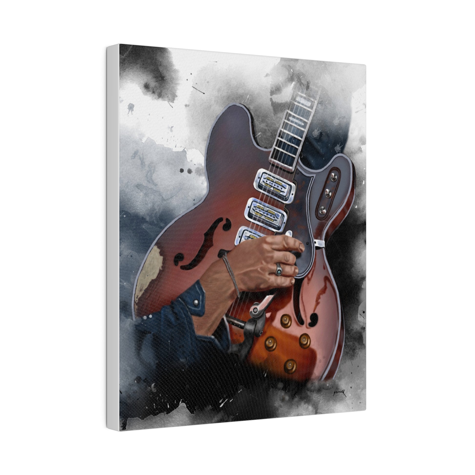 digital painting of Dan's electric guitar printed on canvas