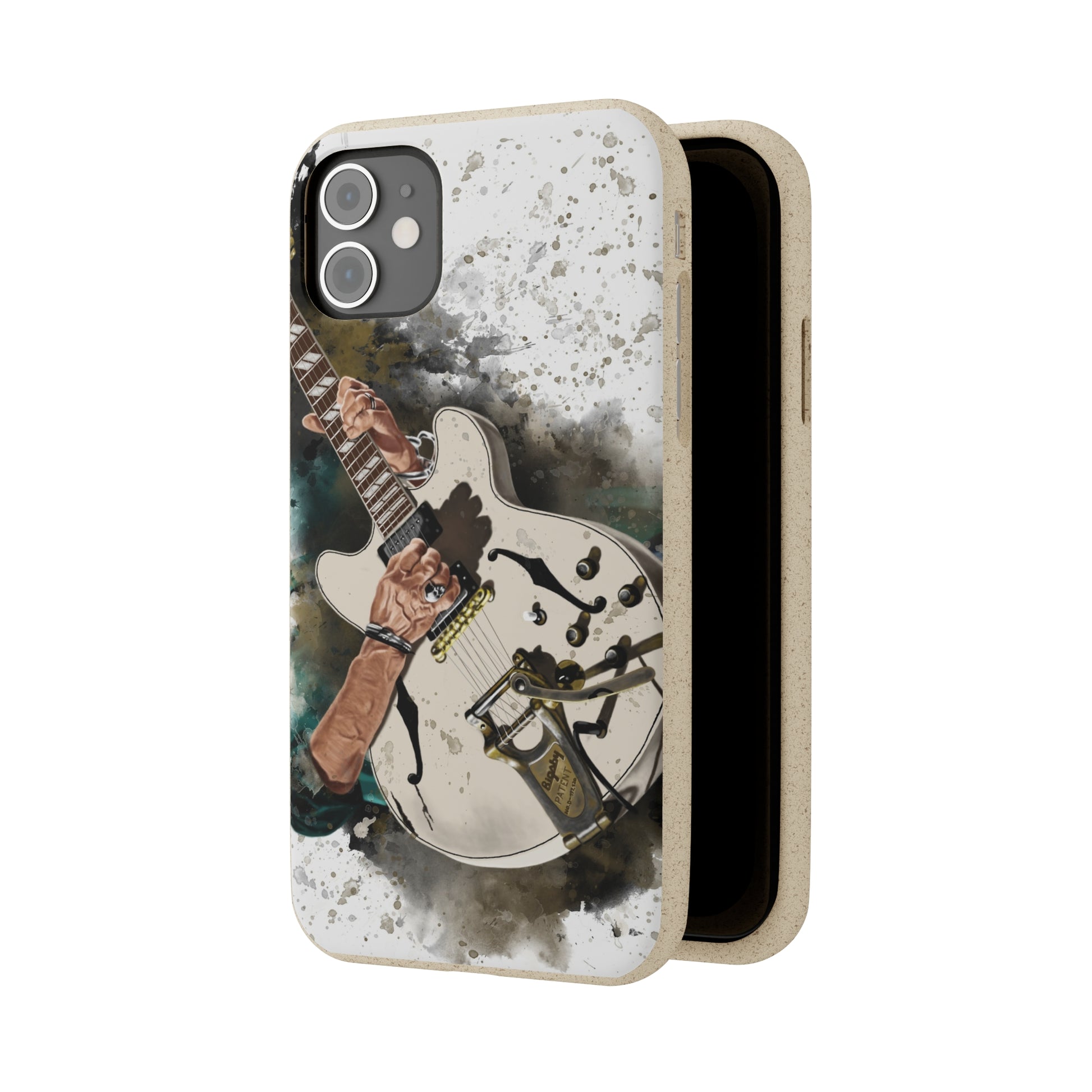 Digital painting of Pirate's electric guitar printed on biodegradable iphone phone case