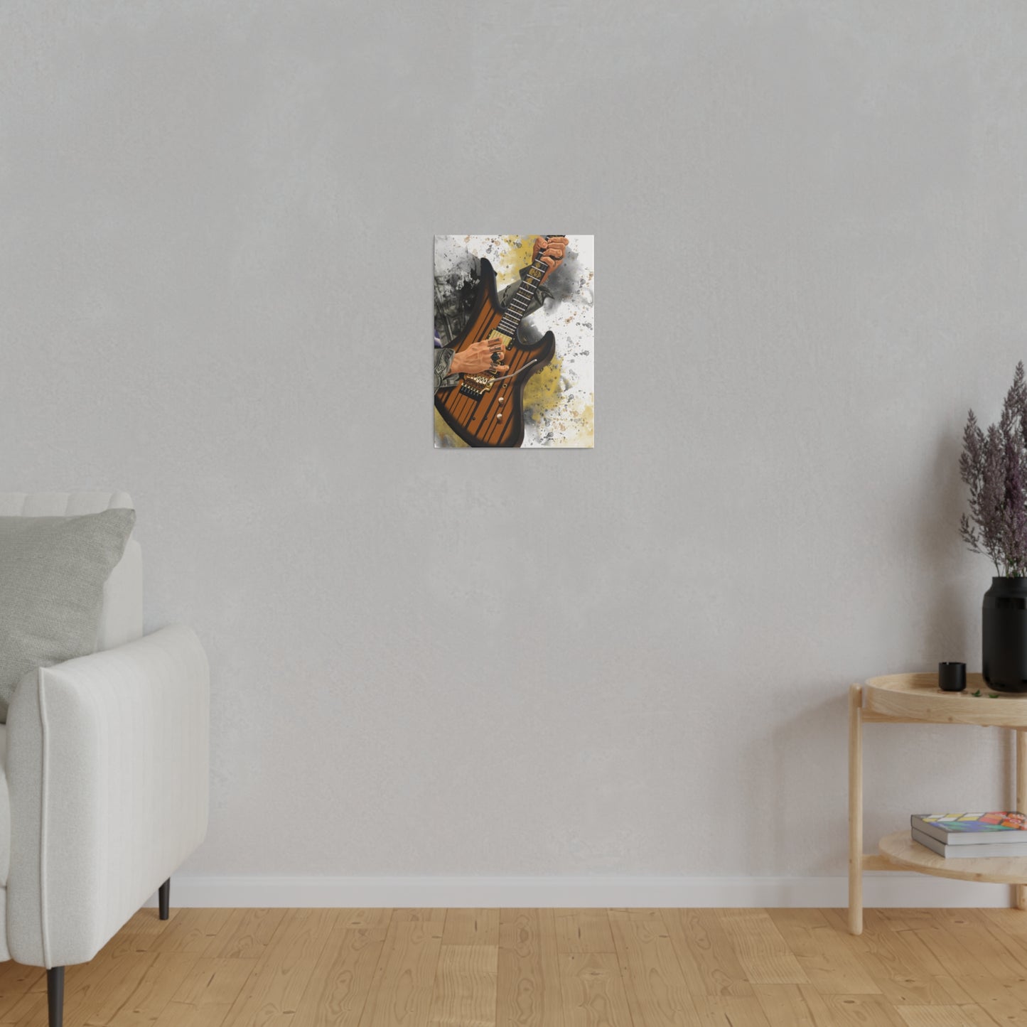 Digital painting of Sin's electric guitar printed on canvas