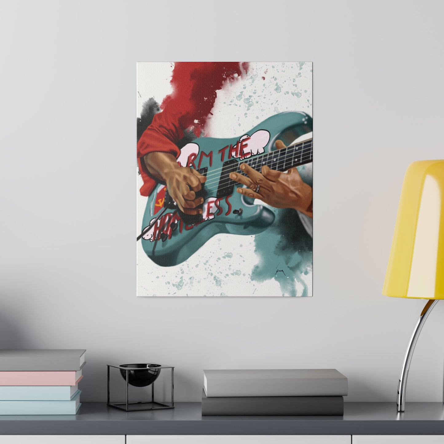 Digital painting of Tom's electric guitar printed on canvas