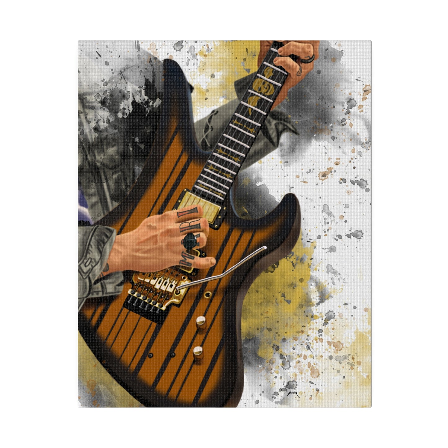 Digital painting of Sin's electric guitar printed on canvas