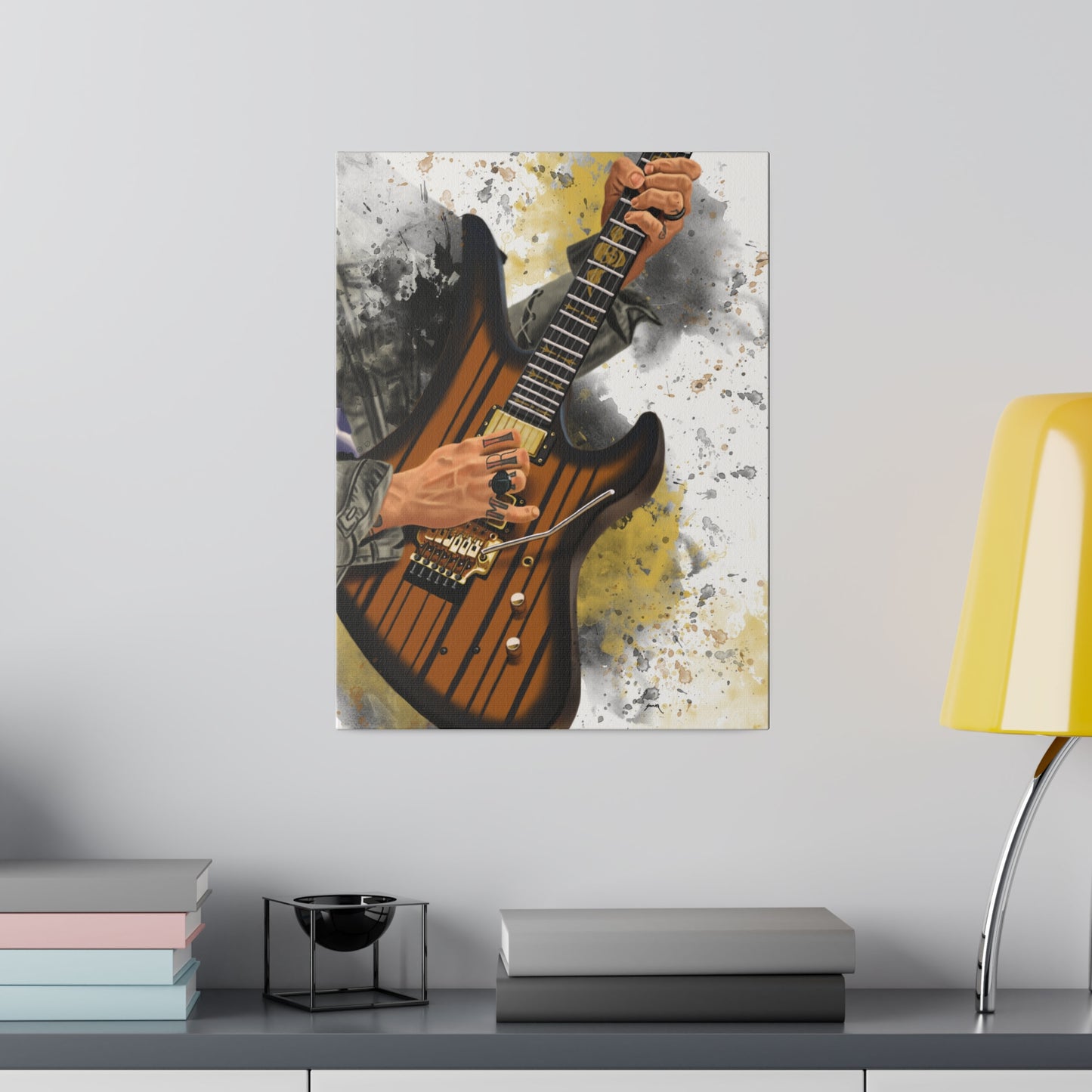 Digital painting of Sin's electric guitar printed on canvas