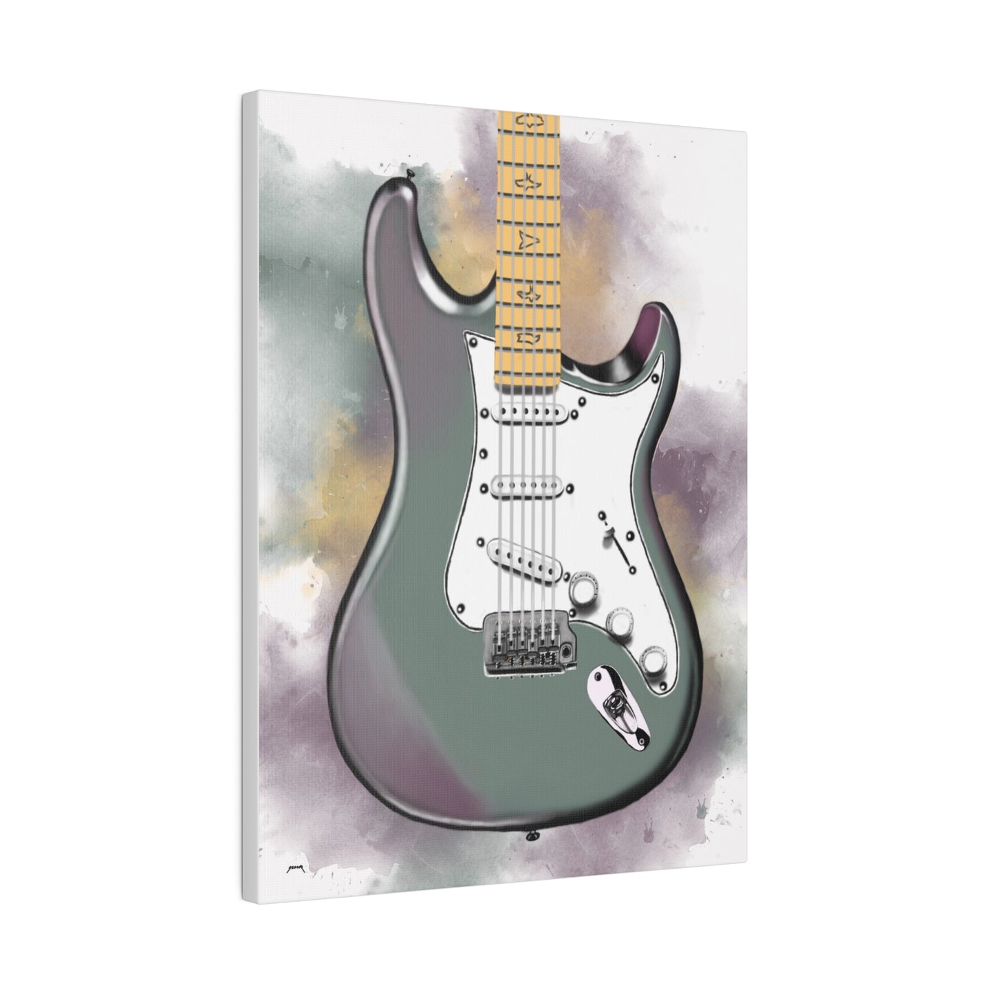 Digital painting of Ice electric guitar printed on canvas