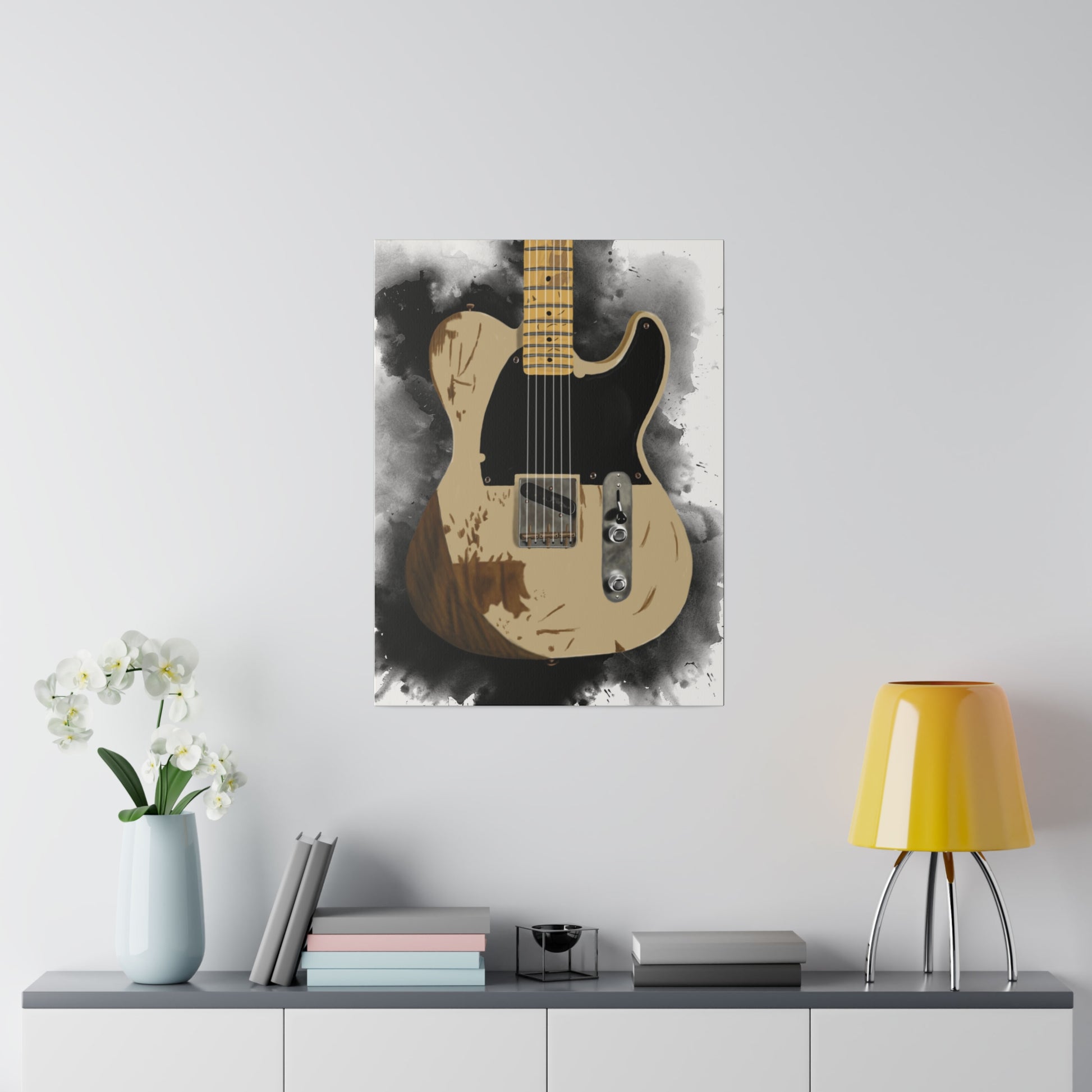 Digital painting of Jeff's electric guitar printed on canvas