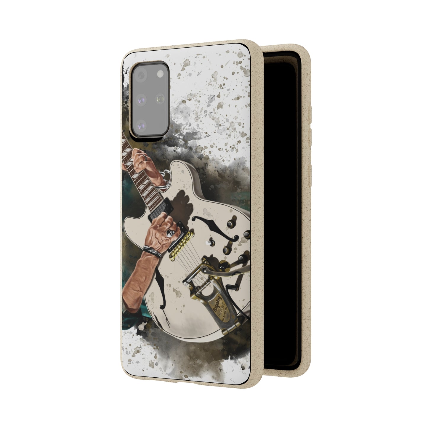 Digital painting of Pirate's electric guitar printed on biodegradable samsung phone case