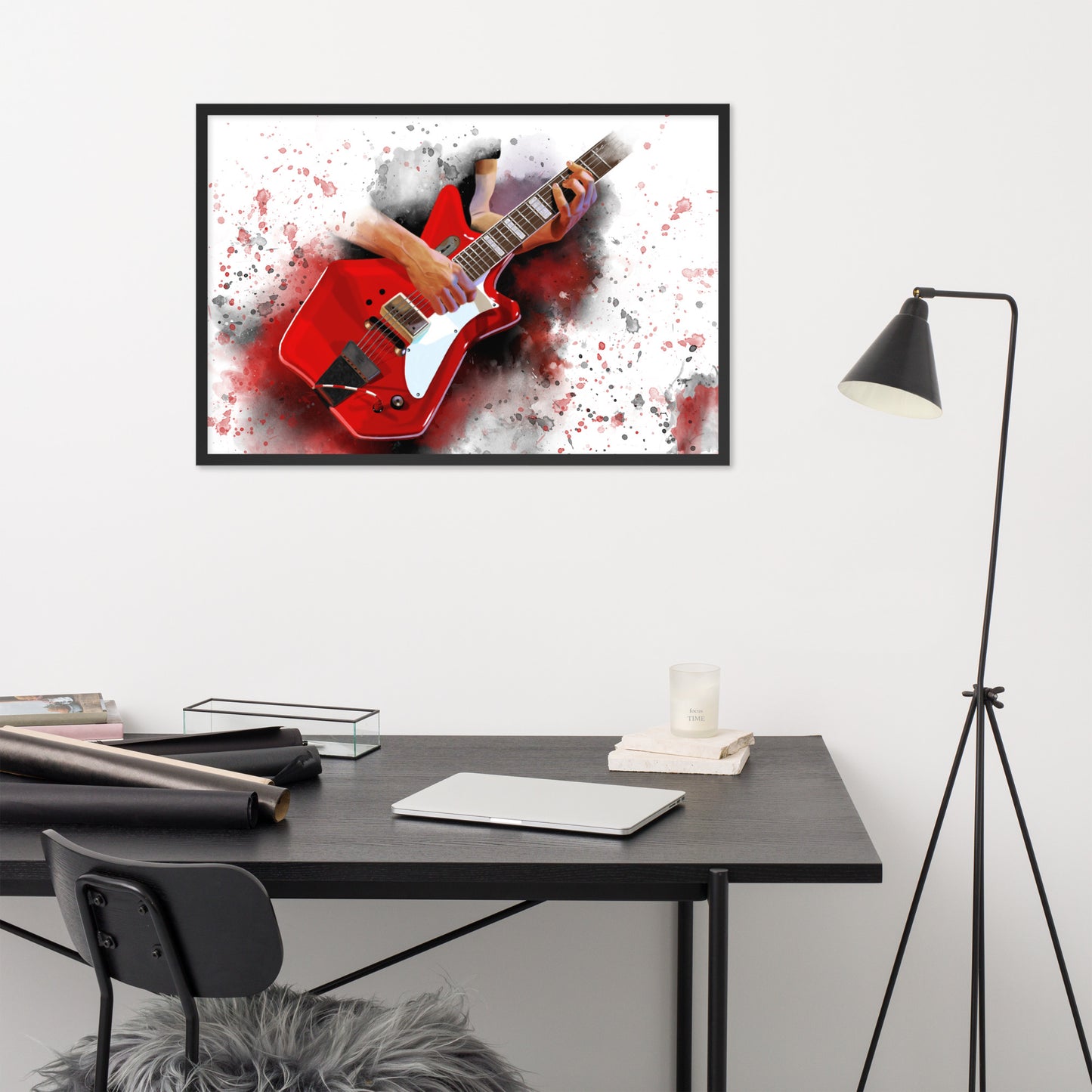 Digital painting of Jack's electric guitar printed on framed canvas