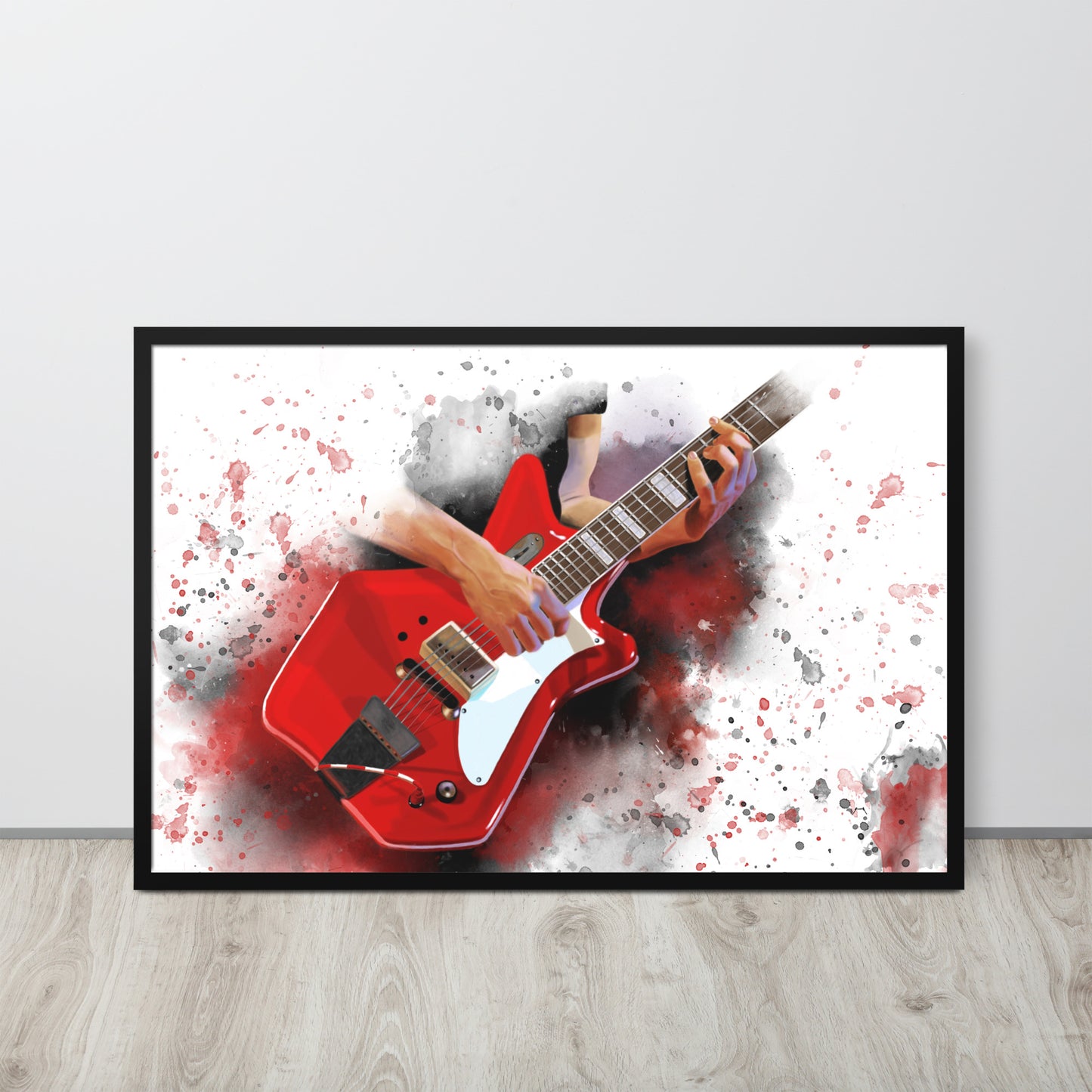Digital painting of Jack's electric guitar printed on framed canvas
