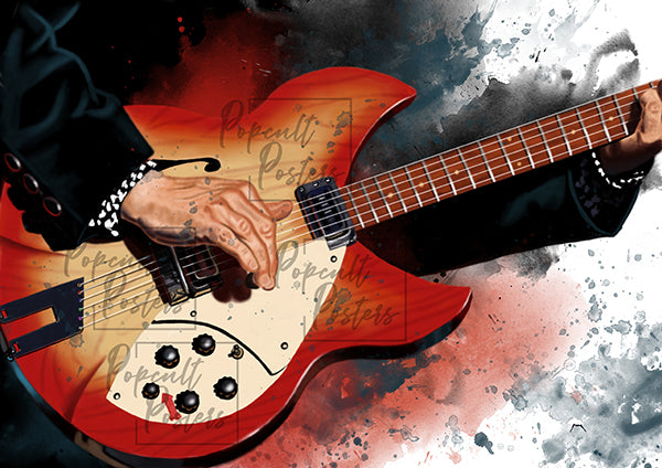 Electric Guitar Art | Custom, Hand-Painted Colorful Digital Painting 24x36"